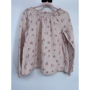 Cat & Jack Girls Size M (7/8) Pink Cream Floral Lightweight Long Sleeve Top
